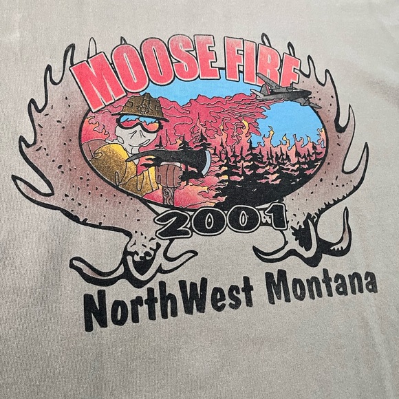 Large Vintage 2001 "Moose Fire" Tee - Picture 2 of 5